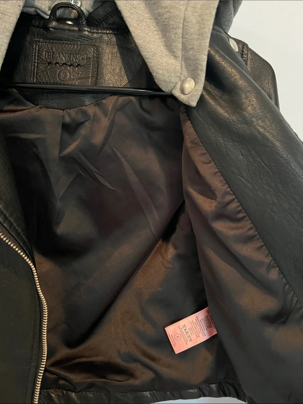 Blank NYC Black Moto Jacket with Grey Hood